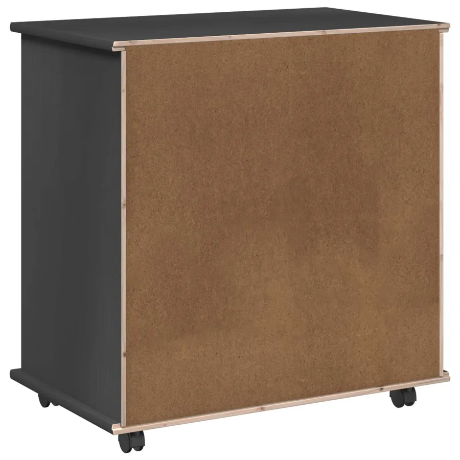 Cabinet roulant Gris 63,5 x 39 x 65,5 cm Bois de Pin Massif - 7