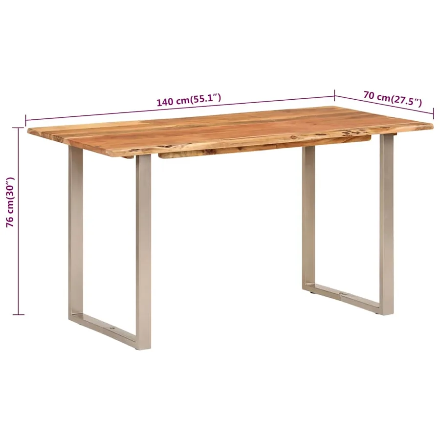 Table de salle à manger 140x70x76 cm Bois d'acacia solide - 10