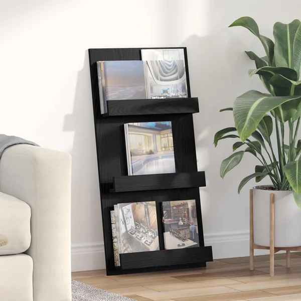 Étagère à magazines avec étagère Chêne noir 51 x 11 x 102 cm