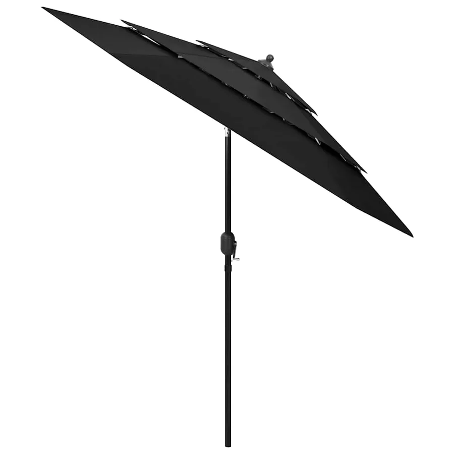 Parasol de jardin à 3 niveaux avec mât en aluminium noir 2,5 m - 2