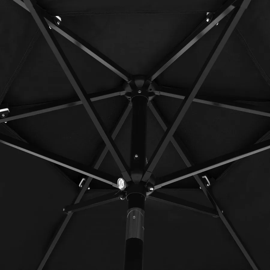 Parasol de jardin à 3 niveaux avec mât en aluminium noir 2,5 m - 5