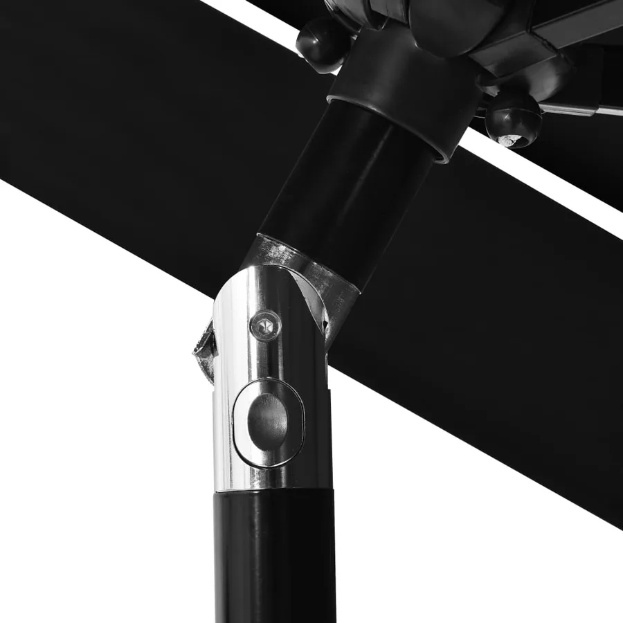 Parasol de jardin à 3 niveaux avec mât en aluminium noir 2,5 m - 6