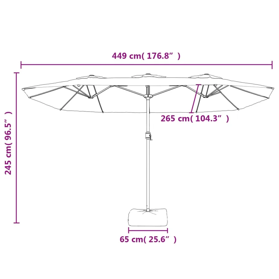 Parasol à double tête vert 449x265 cm - 8