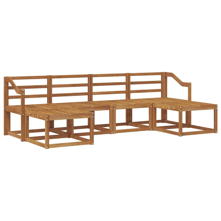 Ensemble de canapés d'extérieur 6 pcs Naturel Bois d'ingénierie - 2