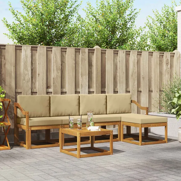 Ensemble de canapés d'extérieur 6 pcs Naturel et Beige