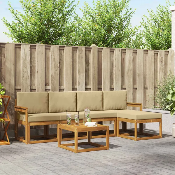 Ensemble de canapés d'extérieur 6 pcs Naturel et Beige
