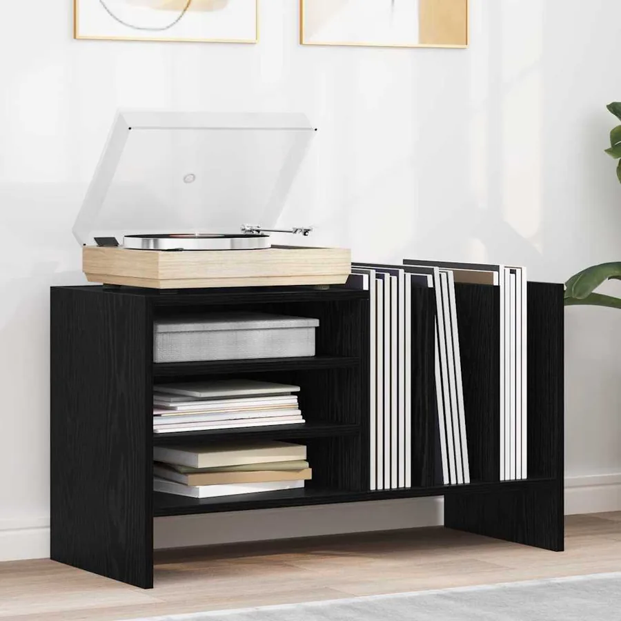 Meuble à vinyles Chêne noir 78,5 x 35 x 45 cm Bois d'ingénierie