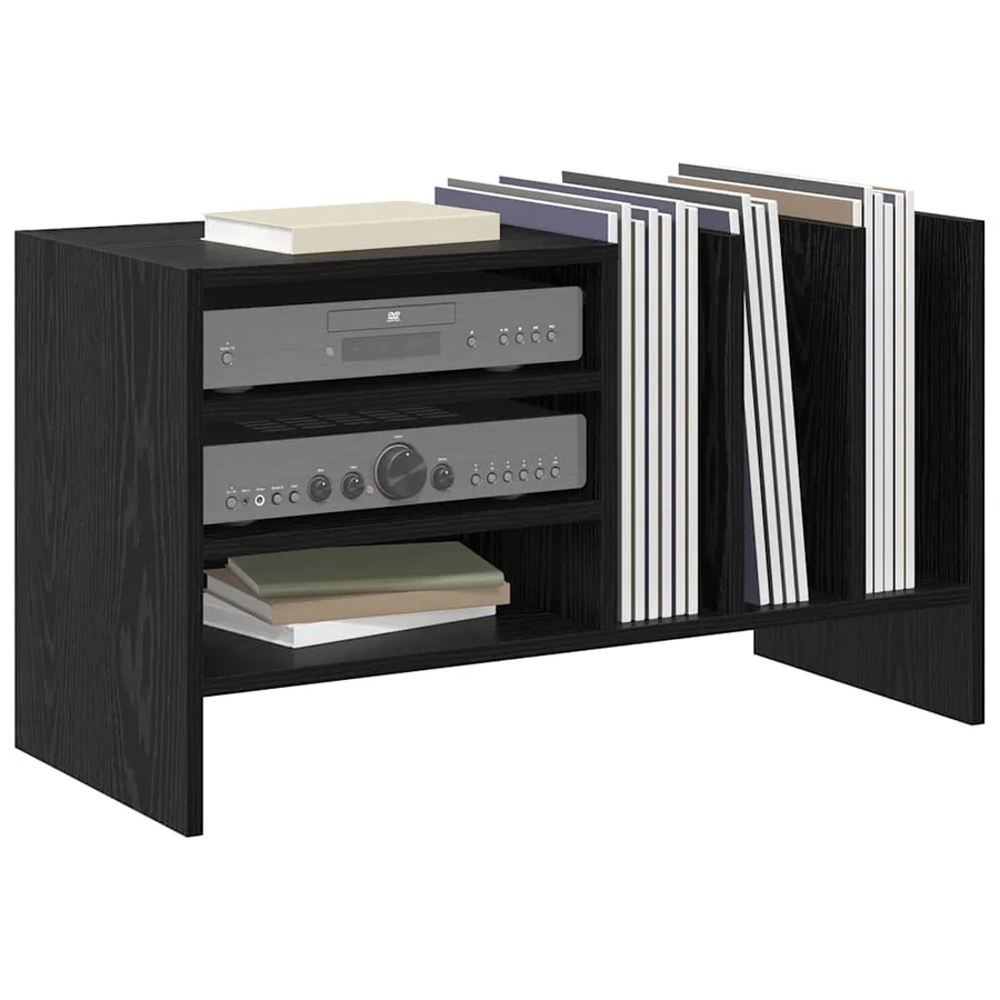 Meuble à vinyles Chêne noir 78,5 x 35 x 45 cm Bois d'ingénierie - 3