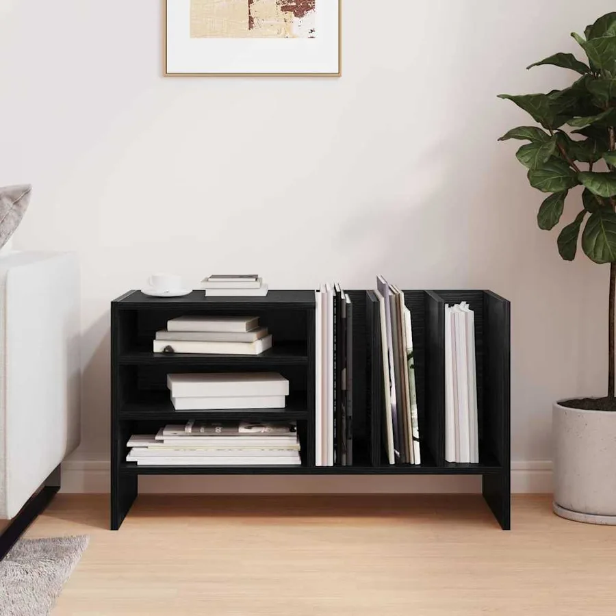 Meuble à vinyles Chêne noir 78,5 x 35 x 45 cm Bois d'ingénierie - 4