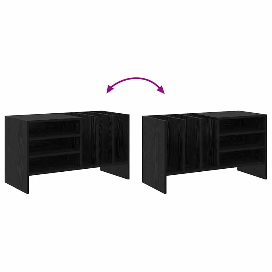 Meuble à vinyles Chêne noir 78,5 x 35 x 45 cm Bois d'ingénierie - 8
