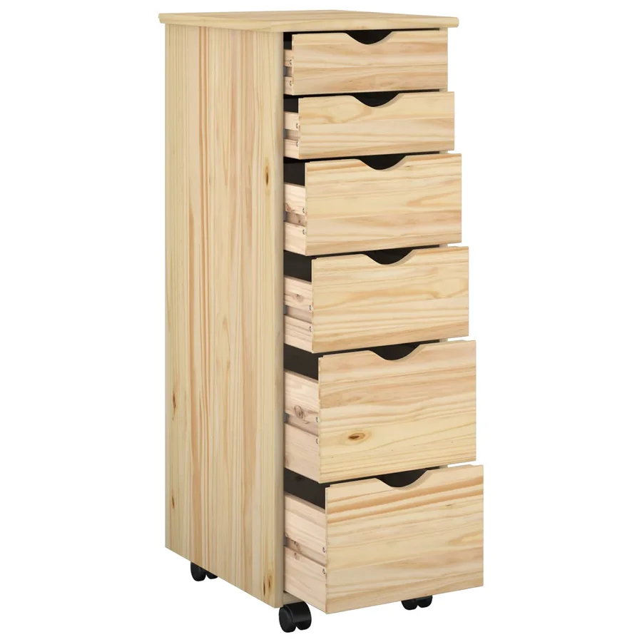 Cabinet roulant Marron 34 x 39 x 93,5 cm Bois de Pin Massif - 3