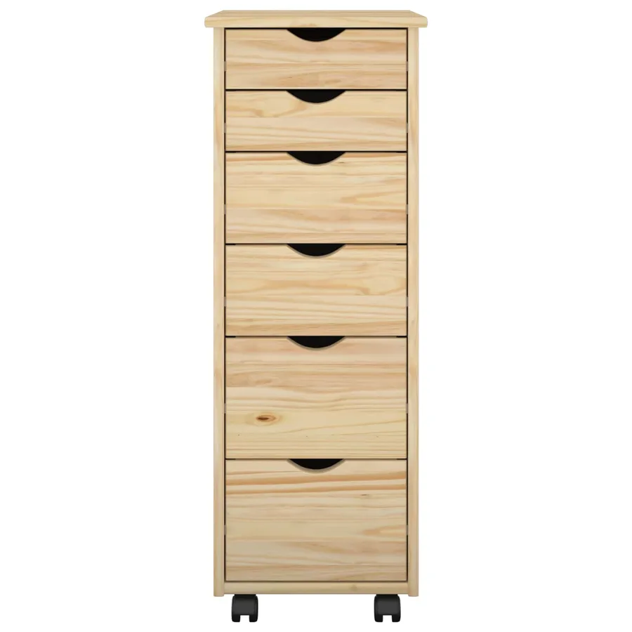 Cabinet roulant Marron 34 x 39 x 93,5 cm Bois de Pin Massif - 4