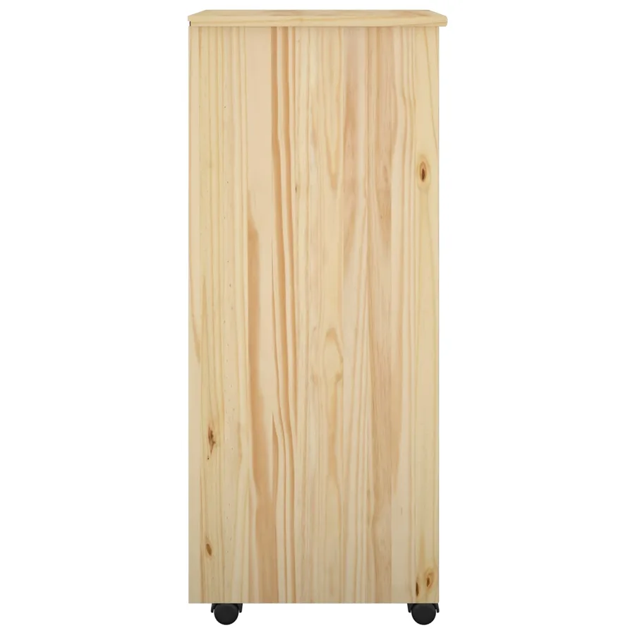 Cabinet roulant Marron 34 x 39 x 93,5 cm Bois de Pin Massif - 5