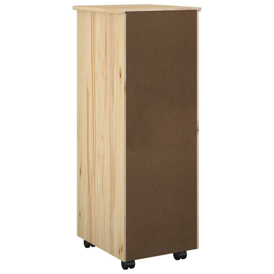 Cabinet roulant Marron 34 x 39 x 93,5 cm Bois de Pin Massif - 6