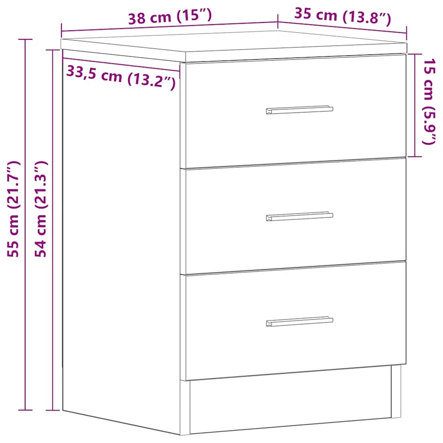 Tables de chevet 2pcs chêne sonoma 38x35x56cm bois d'ingénierie - 14
