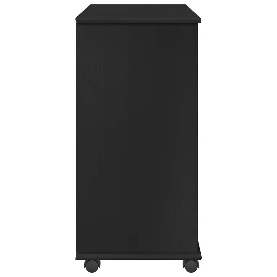 Cabinet roulant Noir 63,5 x 39 x 79 cm Bois de Pin Massif - 6