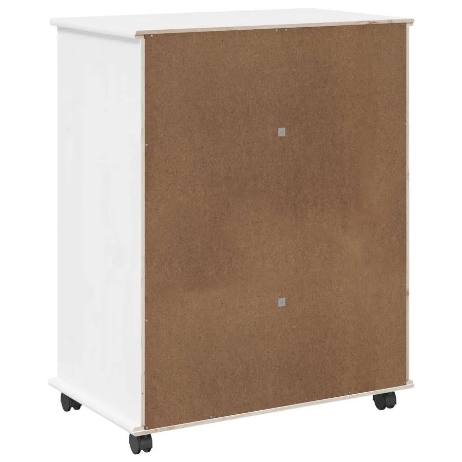 Cabinet roulant Blanc 63,5 x 39 x 79 cm Bois de Pin Massif - 7