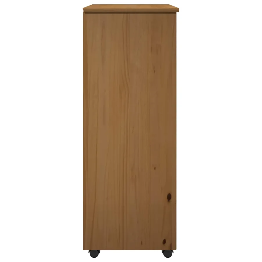 Cabinet roulant Marron miel 53 x 39 x 103 cm Bois de Pin Massif - 6