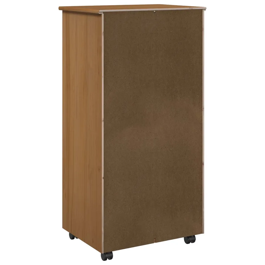 Cabinet roulant Marron miel 53 x 39 x 103 cm Bois de Pin Massif - 7