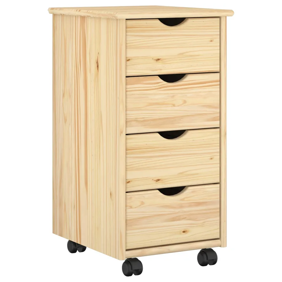 Cabinet roulant Marron 65,5 x 34 x 39 cm Bois de Pin Massif - 2