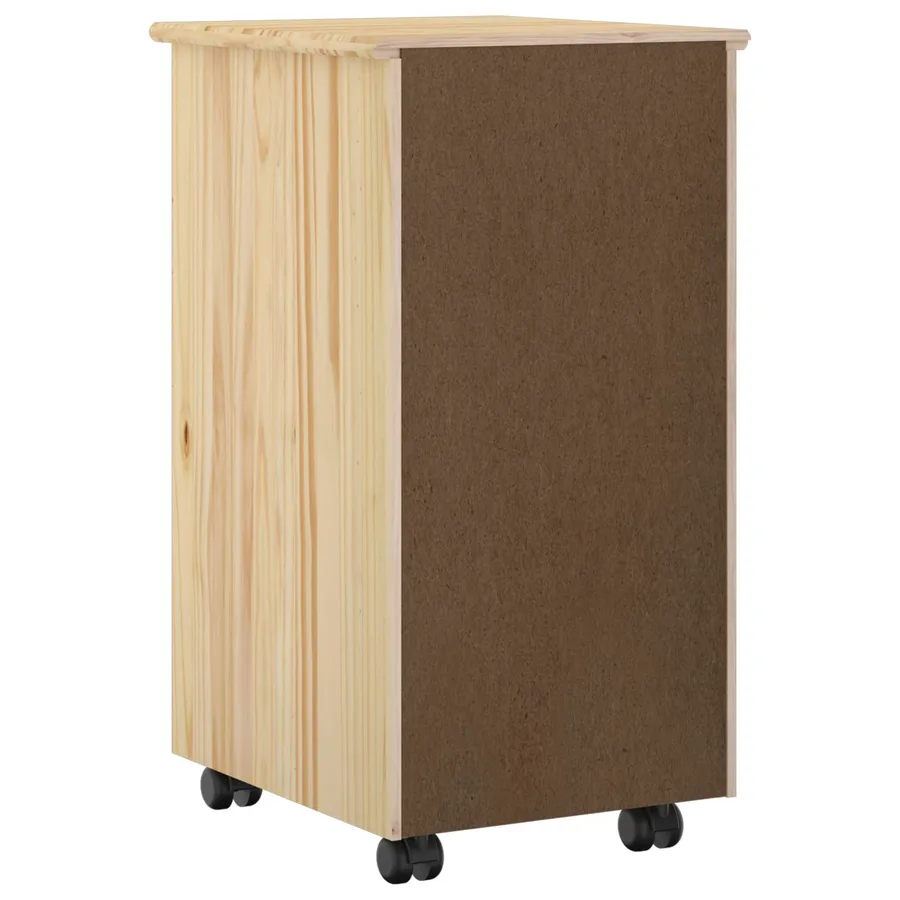Cabinet roulant Marron 65,5 x 34 x 39 cm Bois de Pin Massif - 6
