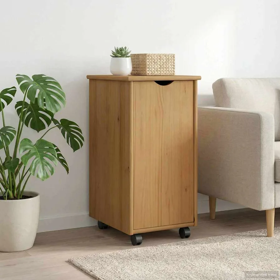 Cabinet roulant avec roue Marron miel 34 x 39 x 65,5 cm - 3