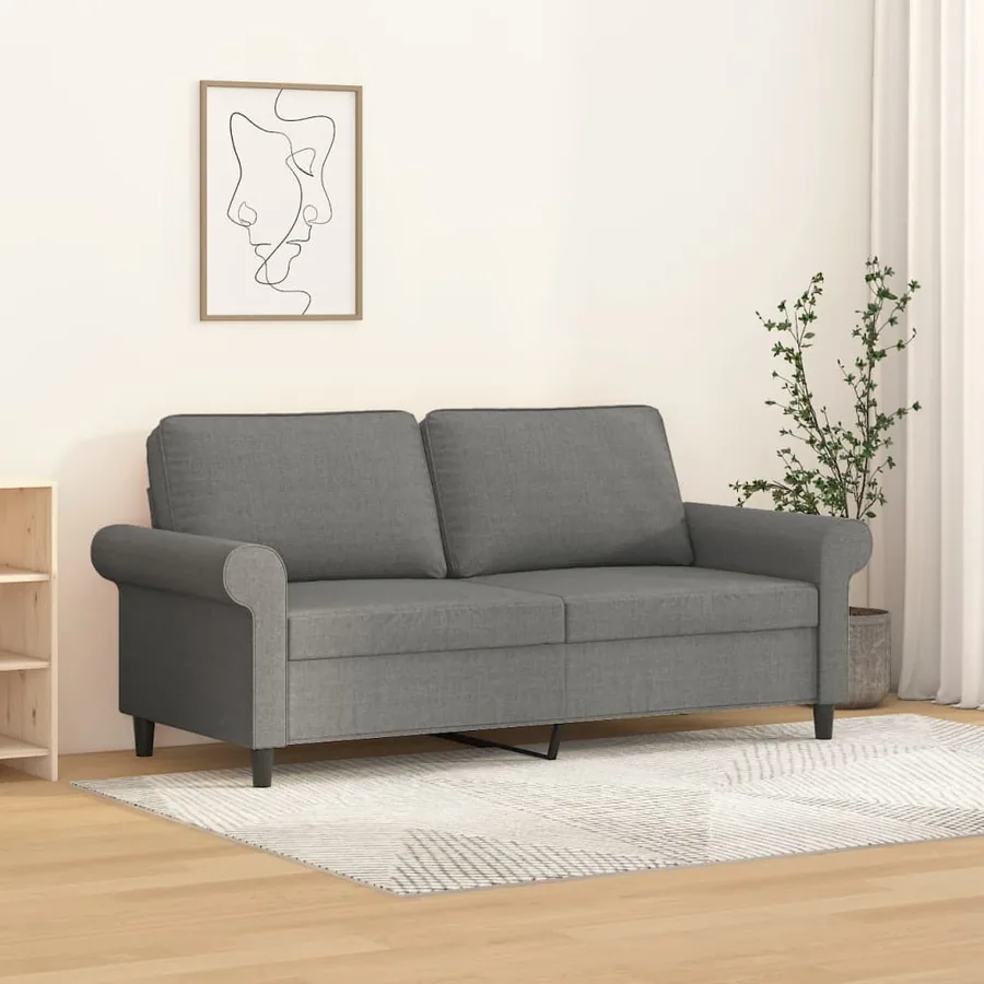 Canapé à 2 places Gris foncé 140 cm Tissu