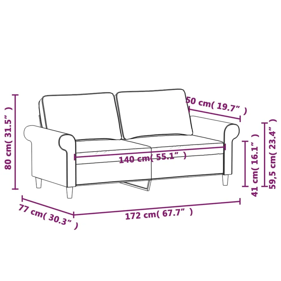 Canapé à 2 places Gris foncé 140 cm Tissu - 8
