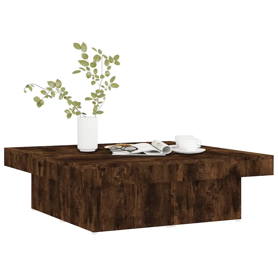 Table basse Chêne fumé 90x90x28 cm Bois d'ingénierie - 3