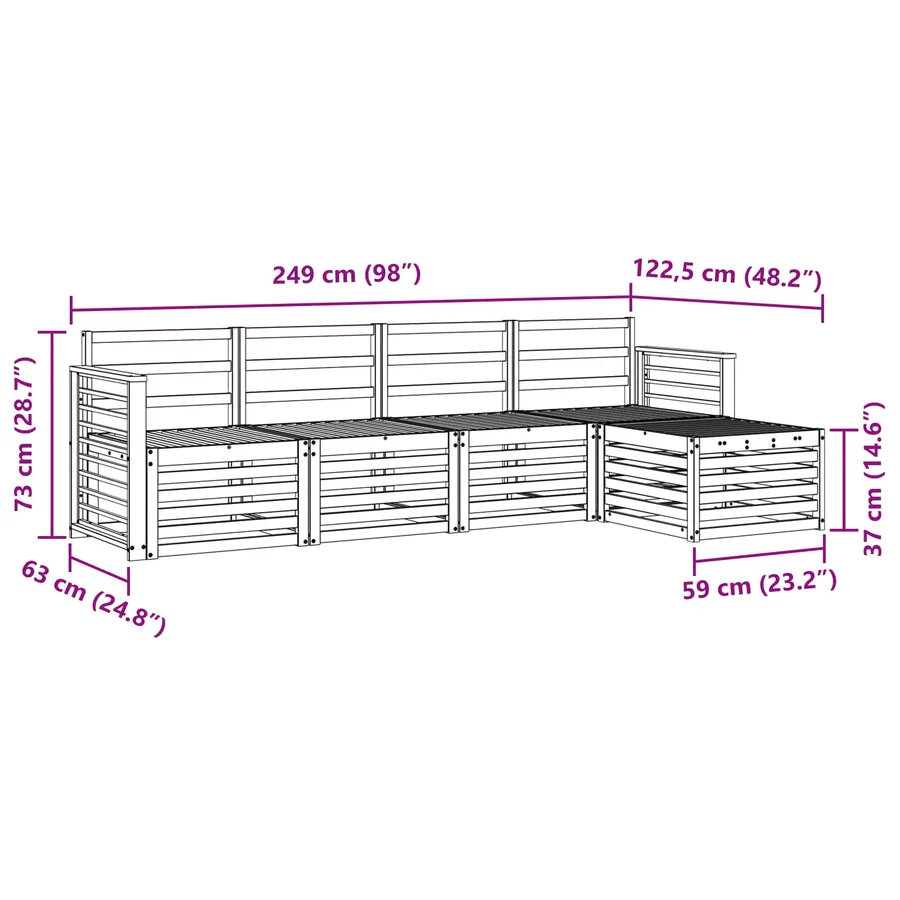Ensembles de canapés 5 pcs Naturel Bois d'Acacia Massif - 8