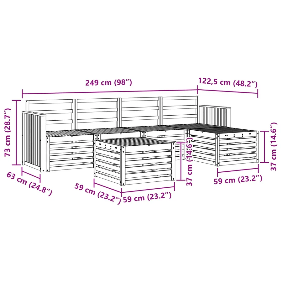 Ensemble de canapés d'extérieur 6 pcs Naturel - 10