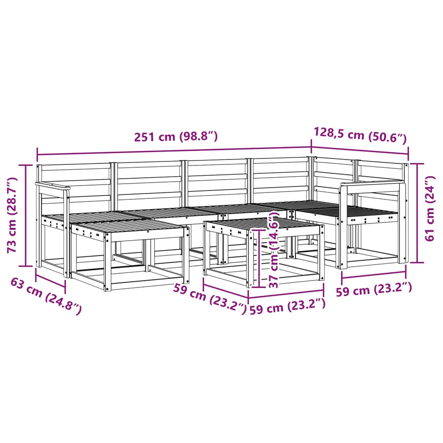 Ensemble de canapés d'extérieur 7 pcs Naturel - 11