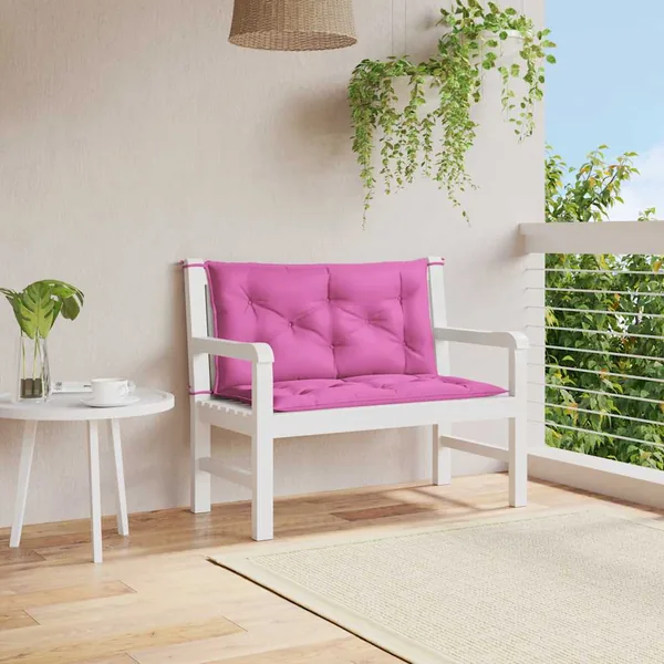 Coussins de banc de jardin lot de 2 rose 100x50x7 cm tissu