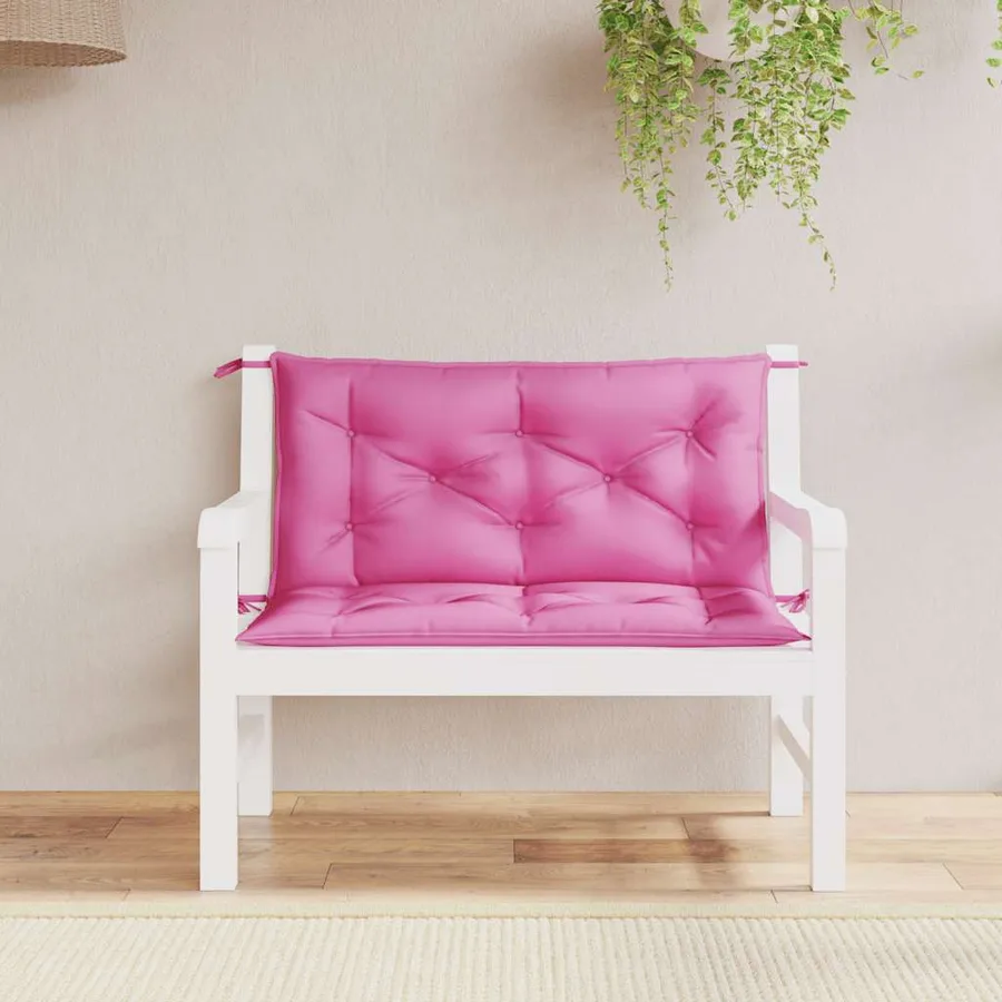 Coussins de banc de jardin lot de 2 rose 100x50x7 cm tissu - 3