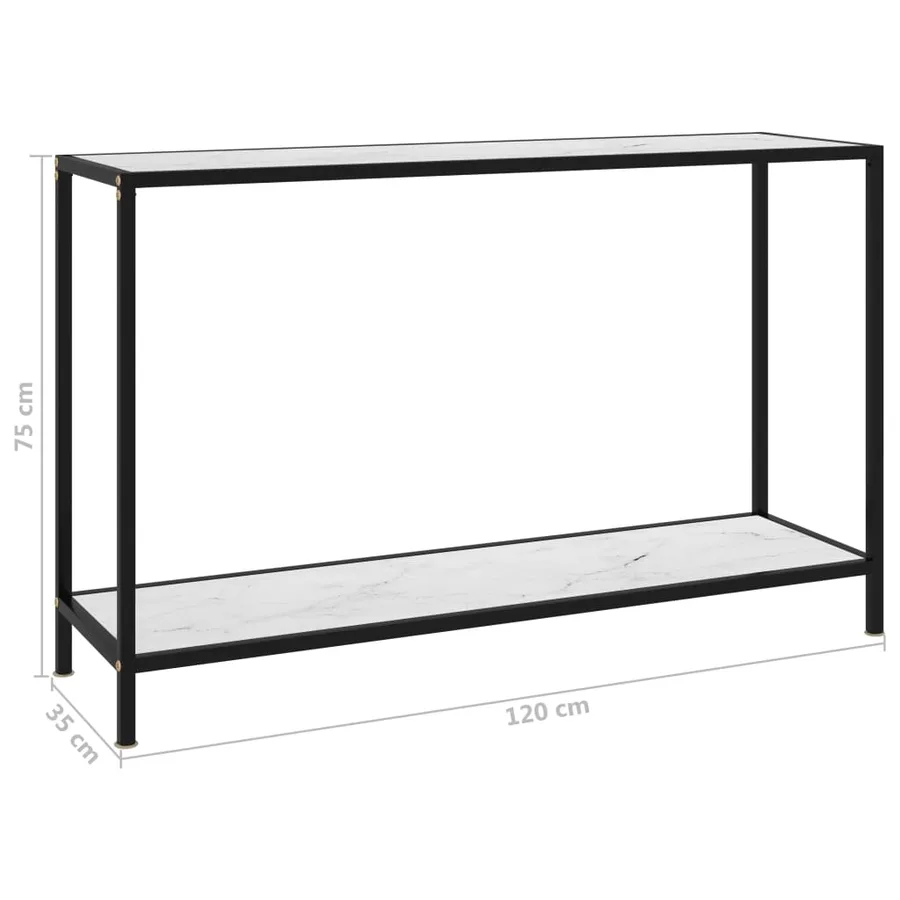 Table console Blanc 120x35x75 cm Verre trempé - 6
