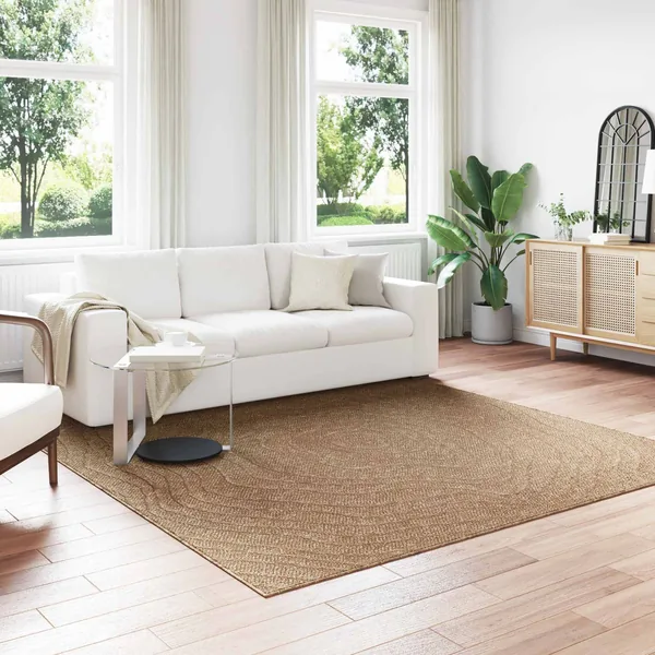 Tapis de surface Carré Moiré AGIRA Naturel 240 x 240 cm
