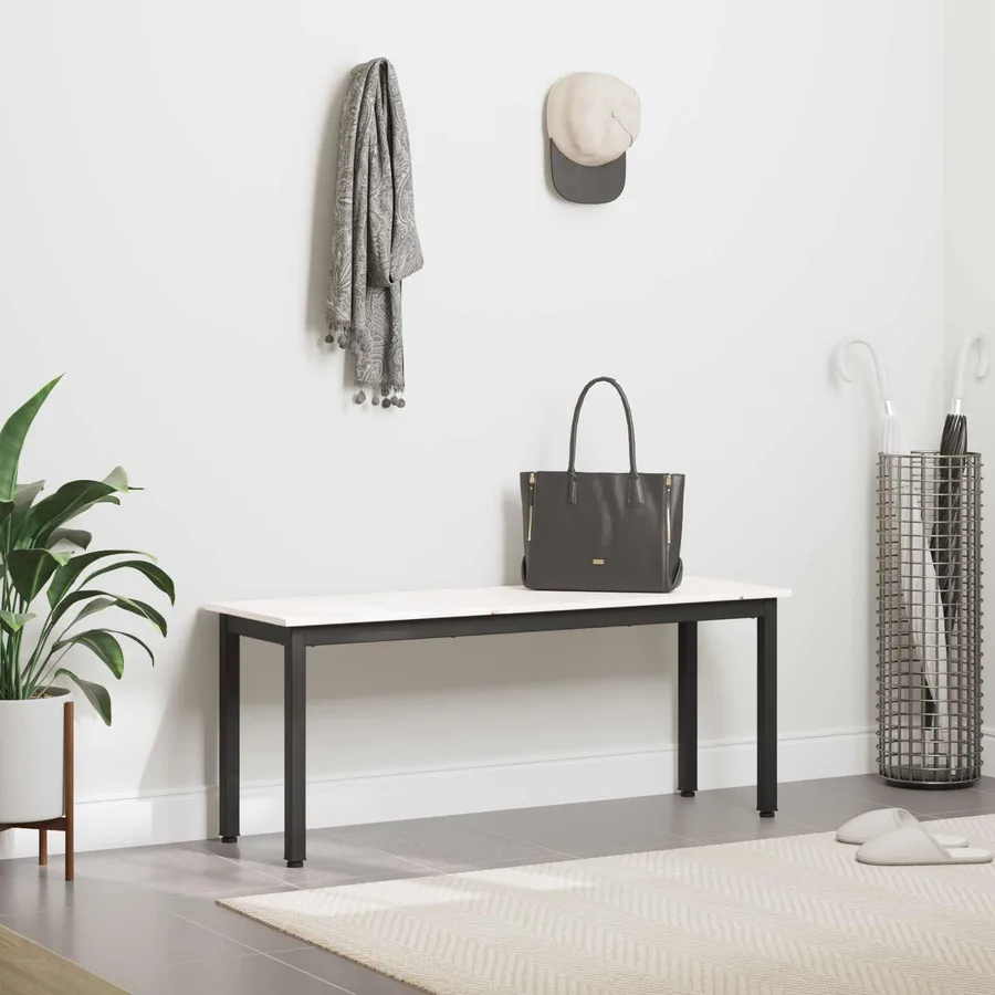 banc Blanc 110 x 35 x 45 cm Bois de pin massif - 4