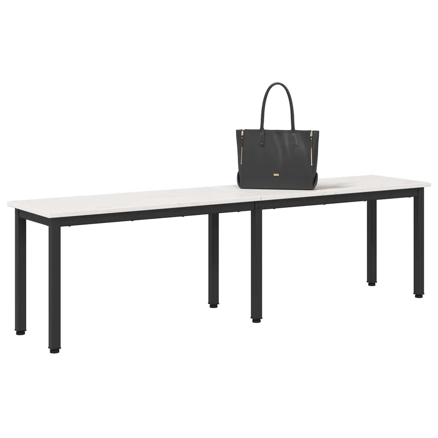 banc Blanc 160 x 35 x 45 cm Bois de pin massif - 3