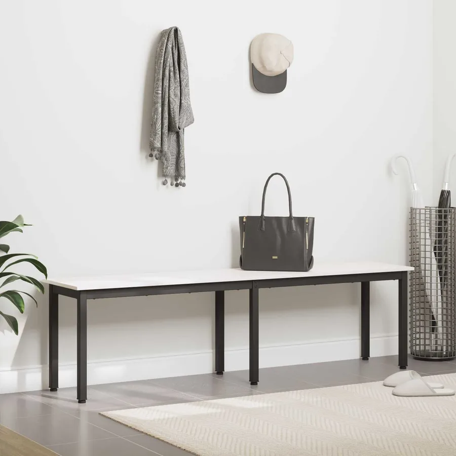 banc Blanc 160 x 35 x 45 cm Bois de pin massif - 4