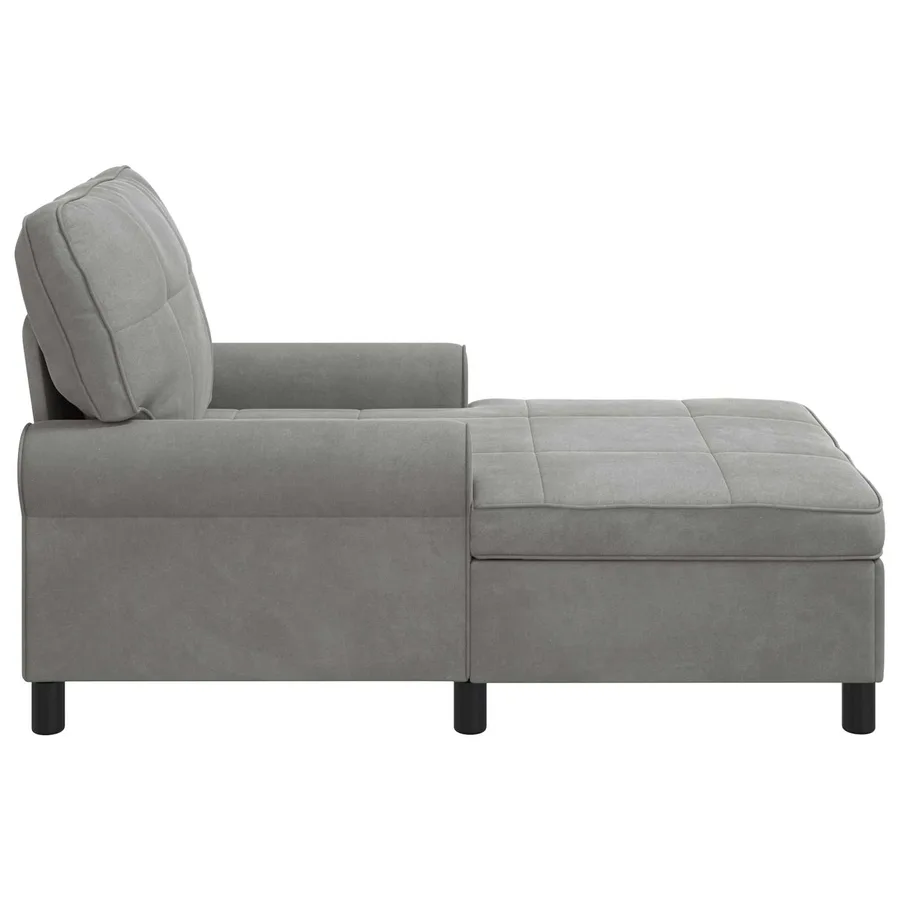 Chaise longue avec coussin Gris clair 91 x 157 x 91 cm Velours - 5