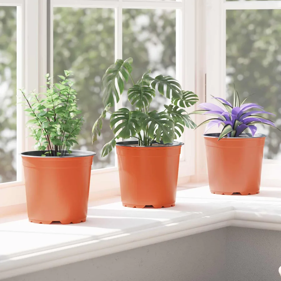 Pot à fleurs 200 pcs Terre cuite Ø 15 x 13 cm Plastique - 5