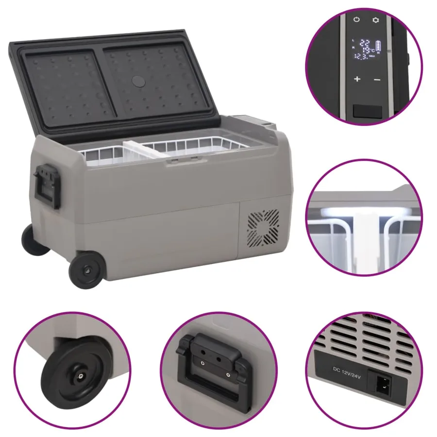 Glacière avec roue et adaptateur noir et gris 36 L PP et PE - 8