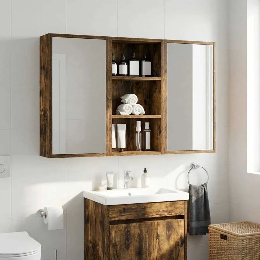 Armoire murale de salle de bain Chêne Fumé 30 x 16 x 62,5 cm - 4