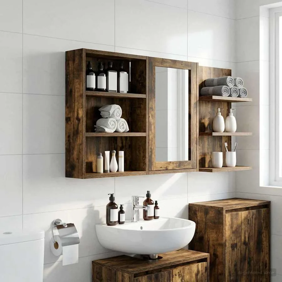 Armoire murale de salle de bain Chêne Fumé 40 x 10 x 50 cm - 5