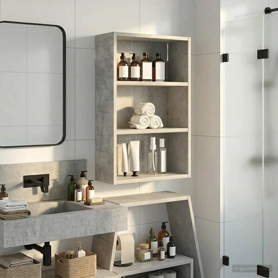 Armoire murale de salle de bain Gris Béton 40 x 16 x 62,5 cm