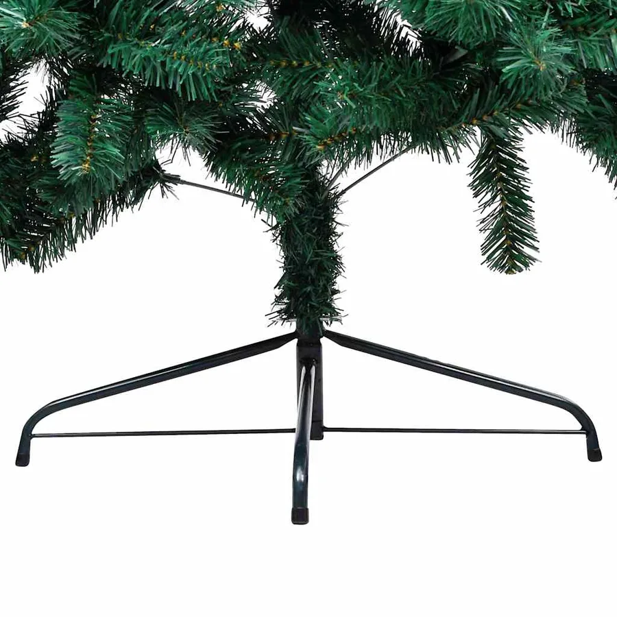 Demi-arbre de Noël artificiel pré-éclairé et boules vert 210 cm - 5