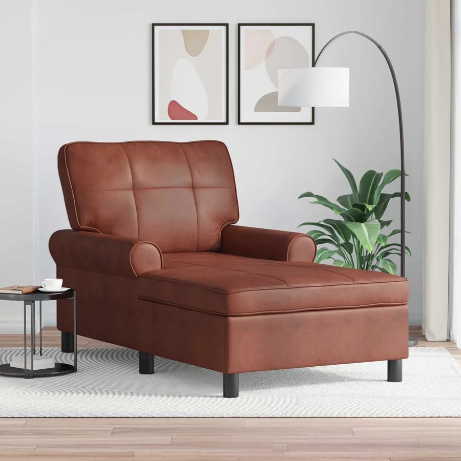 Chaise longue Brun Brillant 91 x 157 x 91 cm Simili cuir