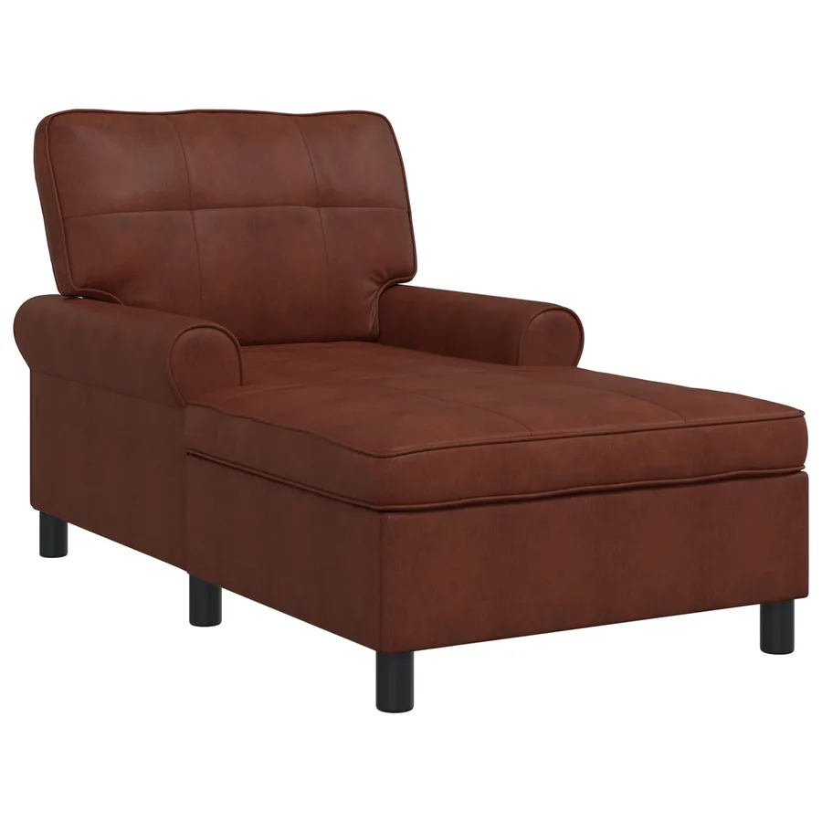 Chaise longue Brun Brillant 91 x 157 x 91 cm Simili cuir - 2