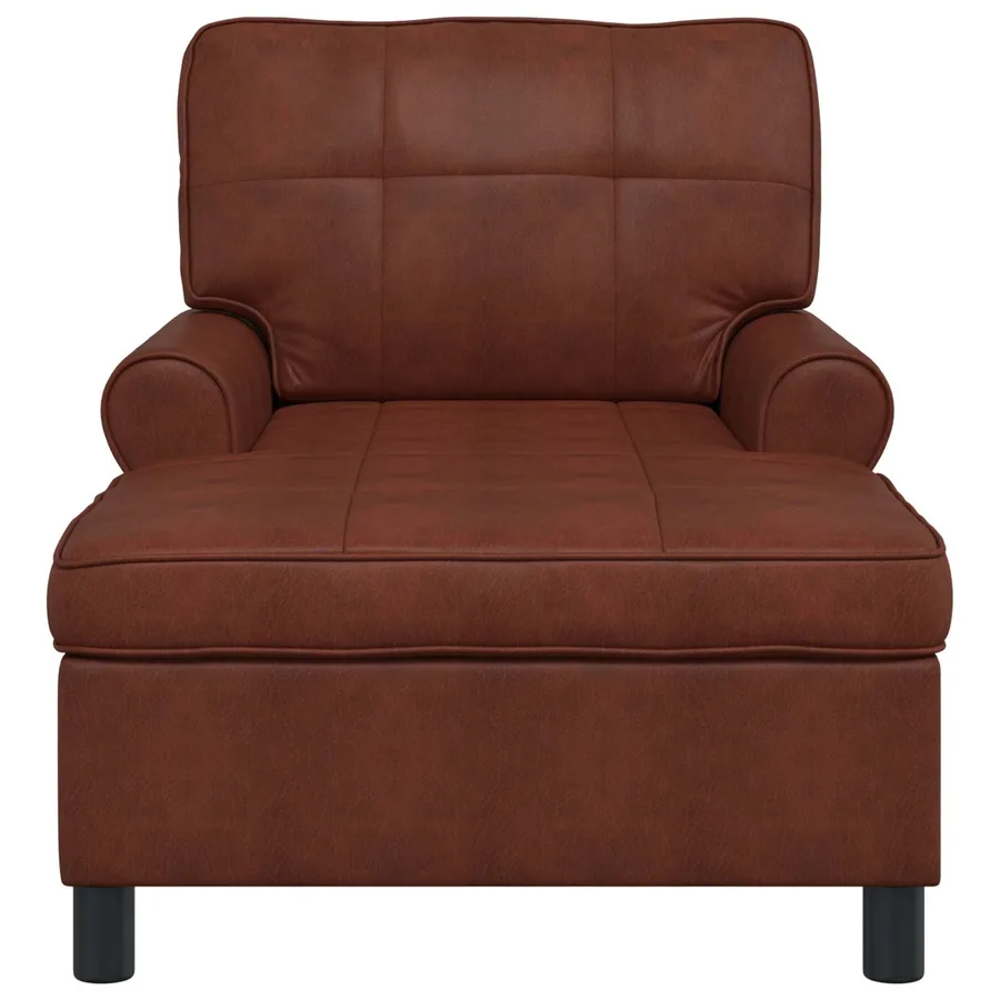Chaise longue Brun Brillant 91 x 157 x 91 cm Simili cuir - 4