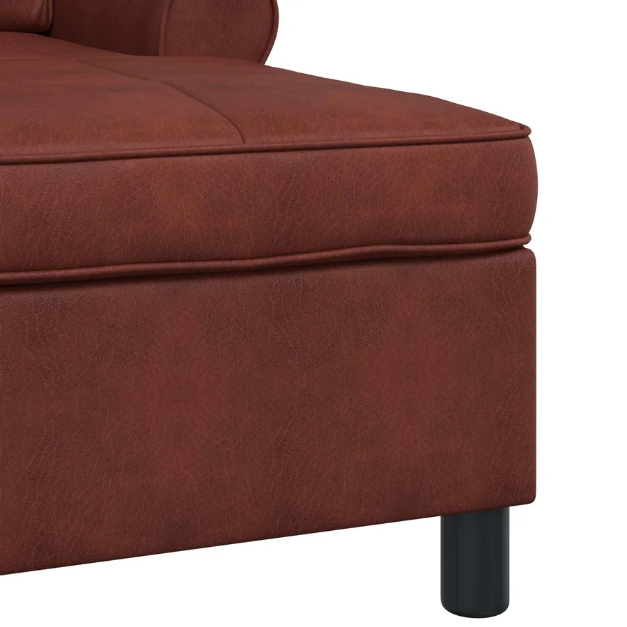 Chaise longue Brun Brillant 91 x 157 x 91 cm Simili cuir - 7